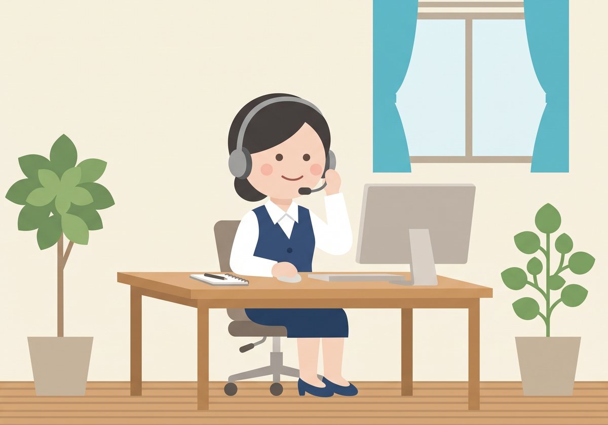 電話を受けるオペレーター(AI生成の見本イラスト)